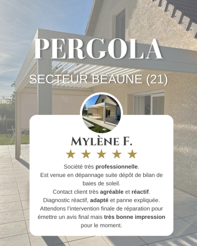 Pergola moderne à Beaune, avec des détails sur un service professionnel et client satisfait.