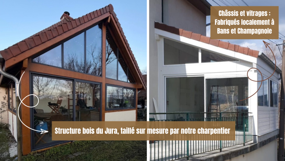 Réalisations de vérandas structure bois "La Jurassienne"